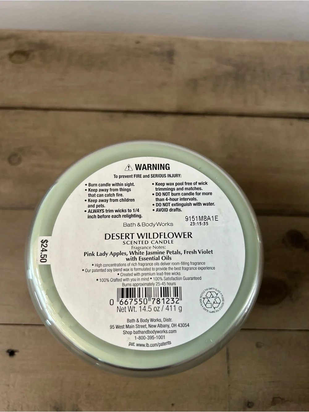 Bath & Body Works Desert Wildflower 3-Wick Candle Discontinued Rose Gold Lid